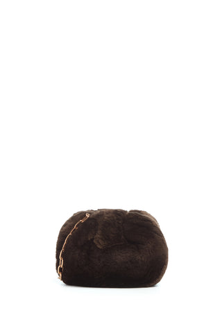 Soft Demi Clutch with Chain in Chocolate Recycled Beaver Fur