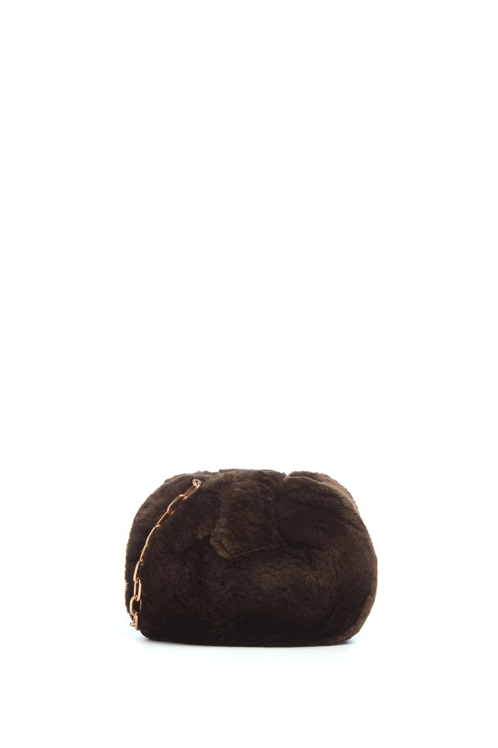 Soft Demi Clutch In Chocolate Recycled Fur