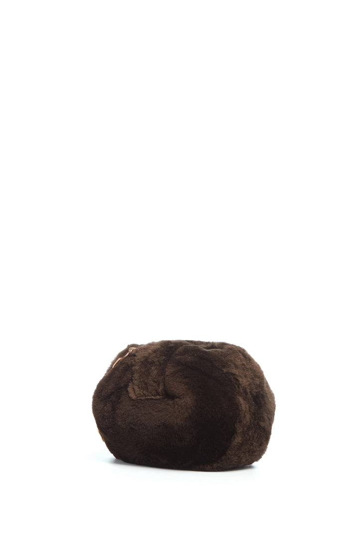 Soft Demi Clutch In Chocolate Recycled Fur