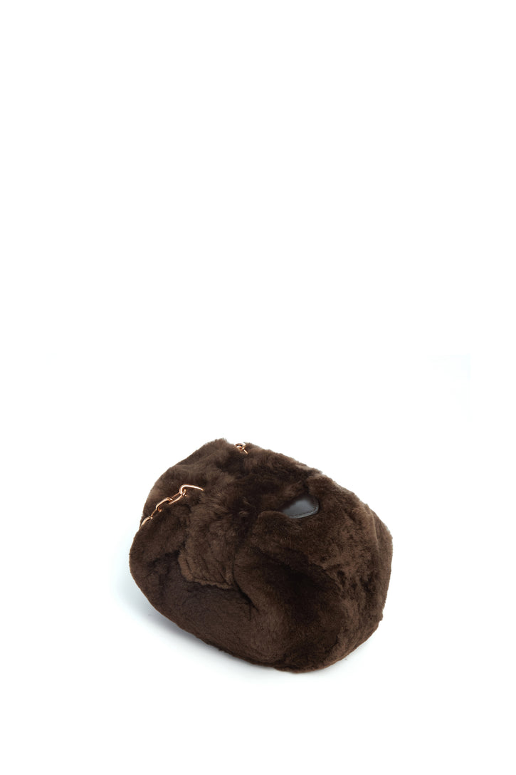 Soft Demi Clutch In Chocolate Recycled Fur