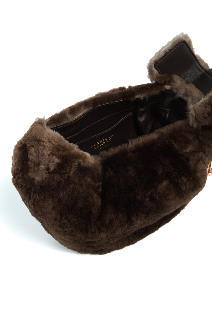 Soft Demi Clutch In Chocolate Recycled Fur