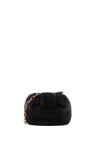 Soft Demi Clutch In Black Shearling