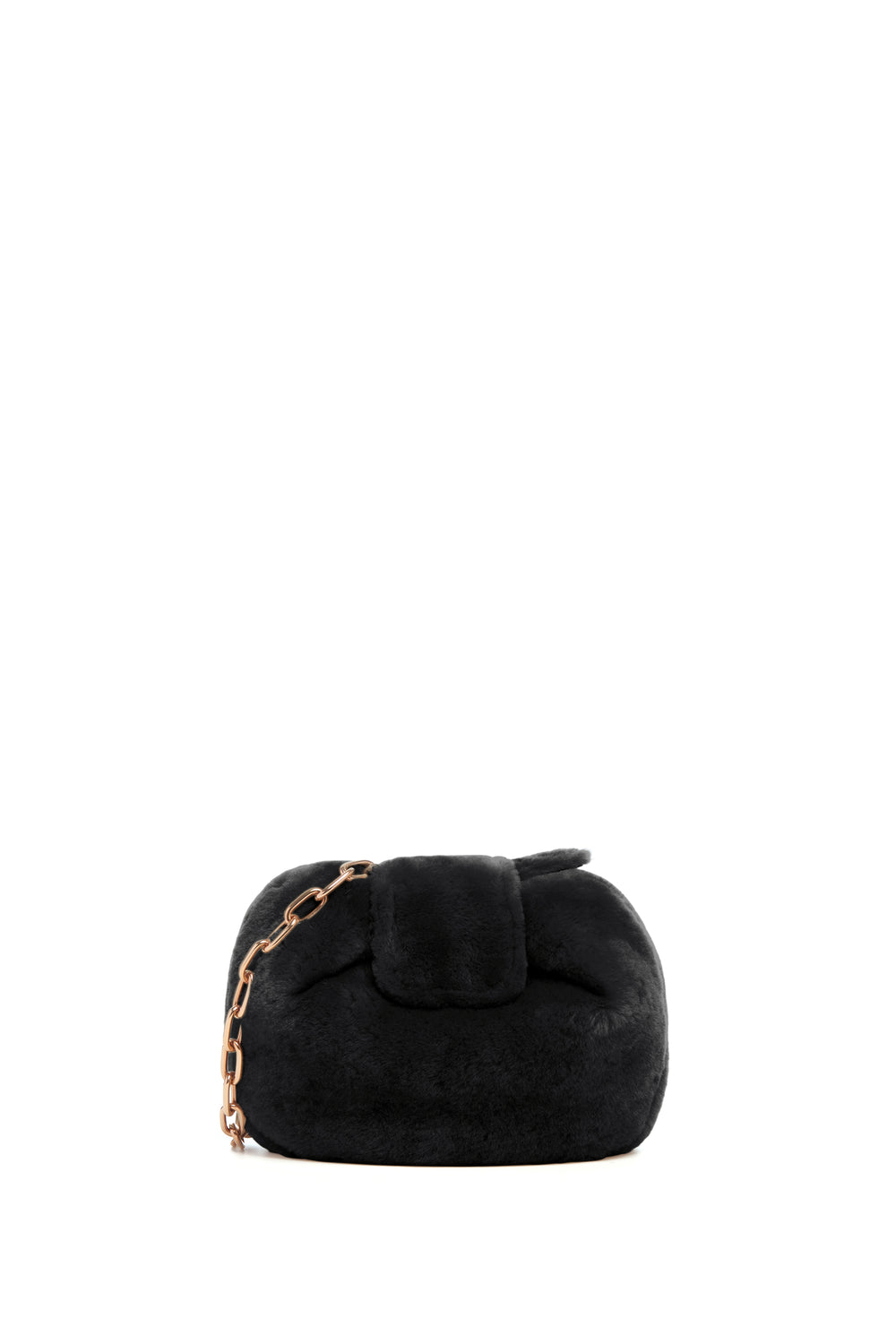 Soft Demi Clutch In Black Shearling