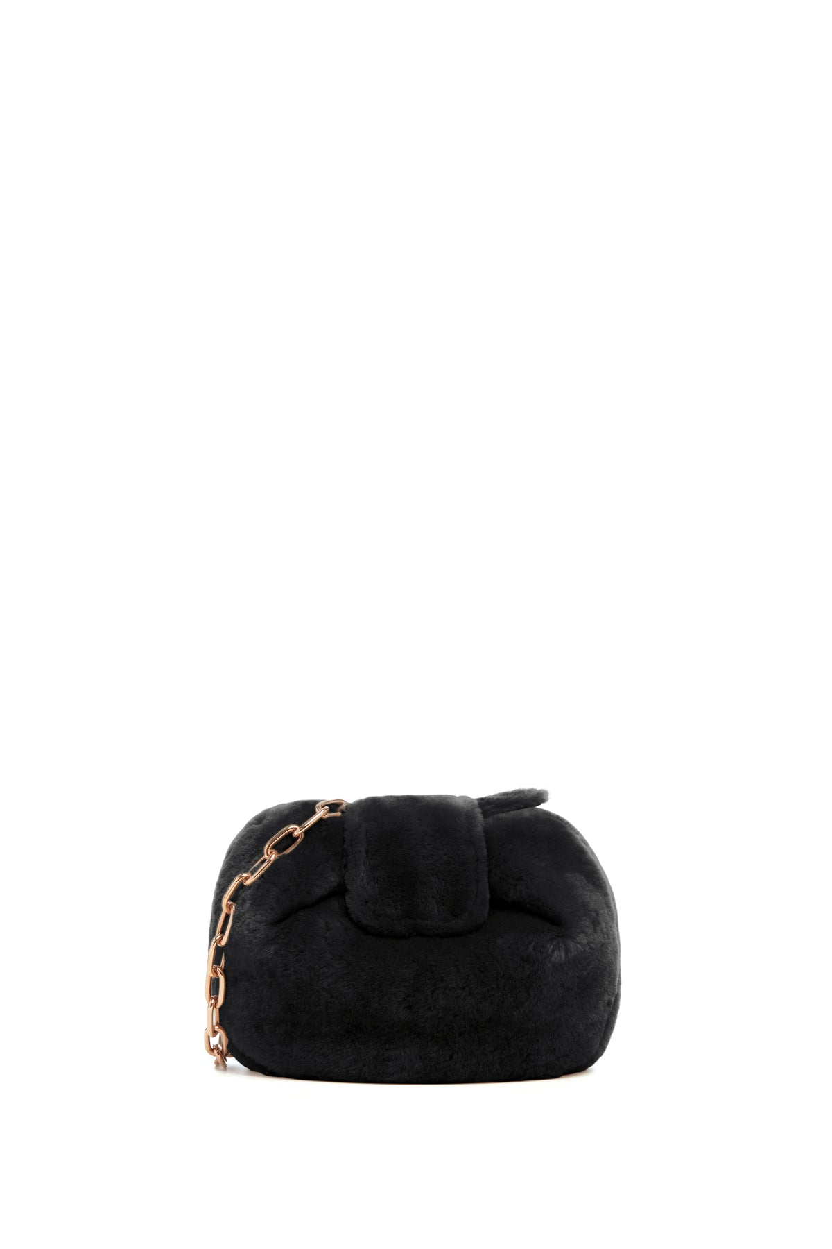 Soft Demi Clutch In Black Shearling