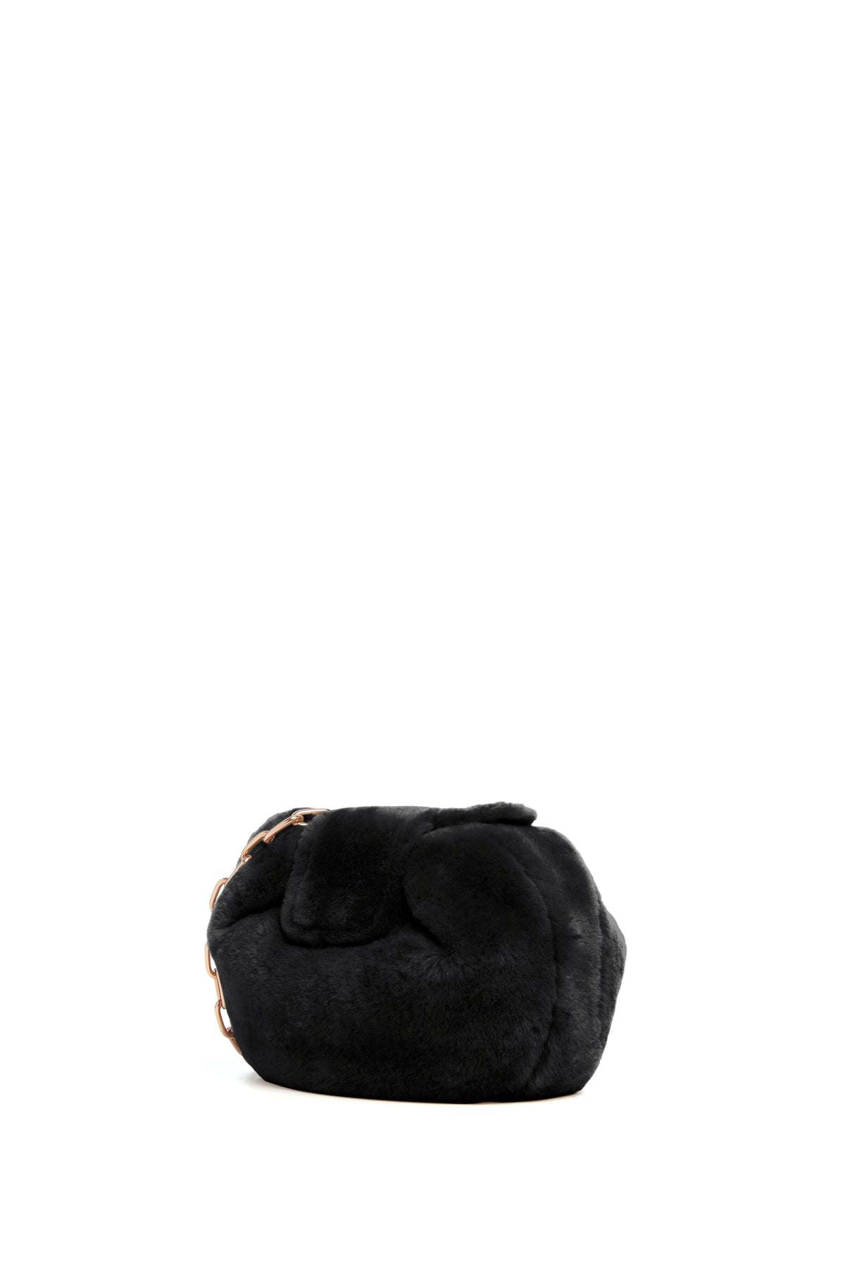 Soft Demi Clutch In Black Shearling