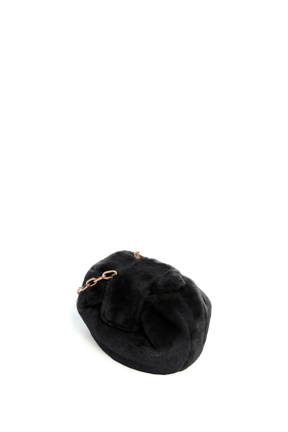 Soft Demi Clutch In Black Shearling