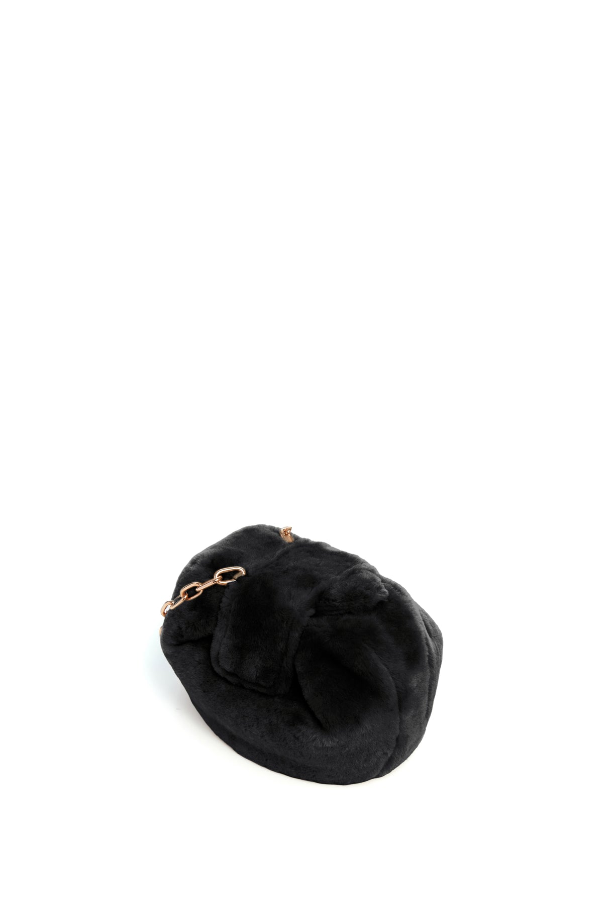 Soft Demi Clutch In Black Shearling
