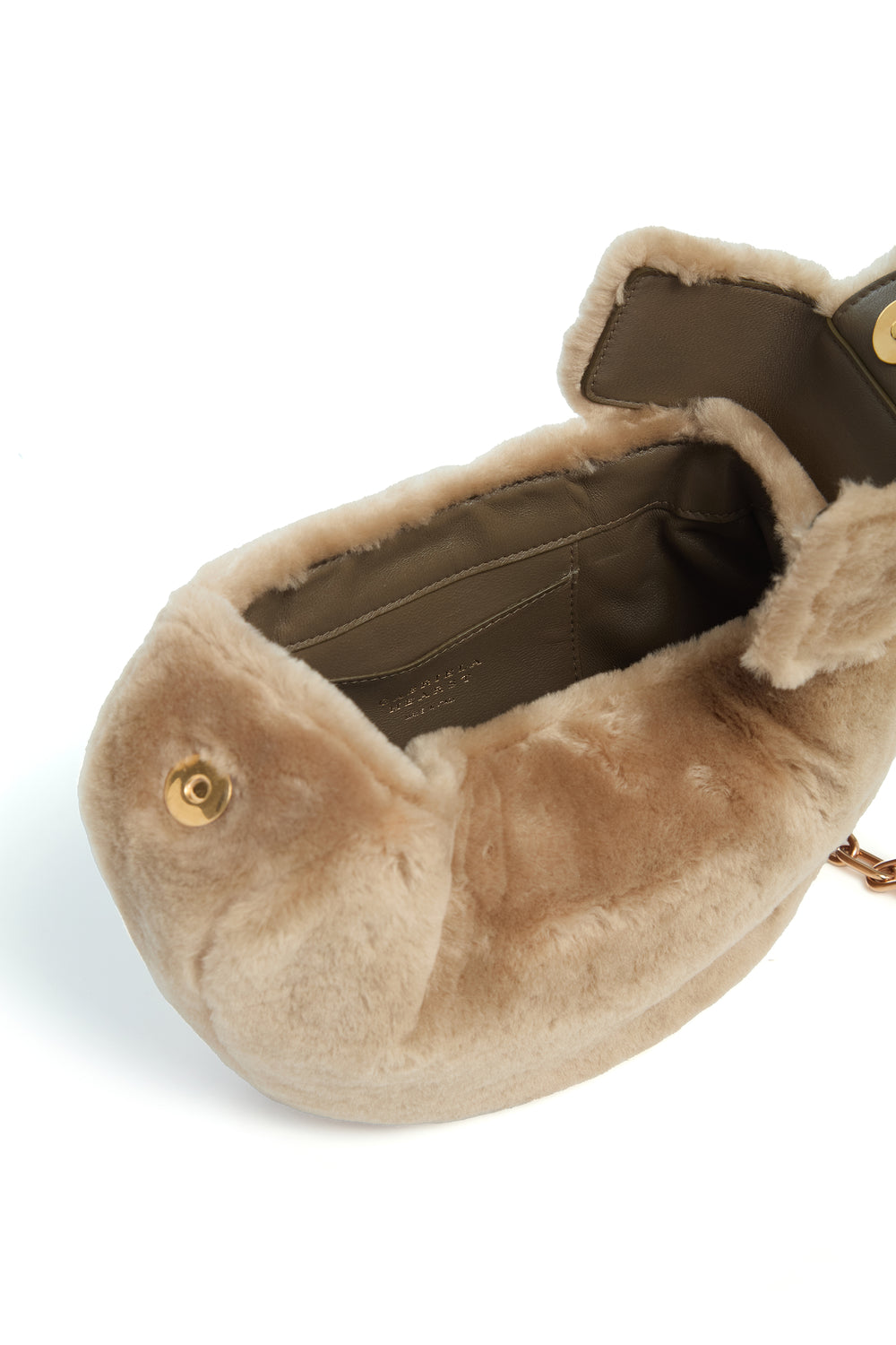 Soft Demi Clutch In Champagne Shearling