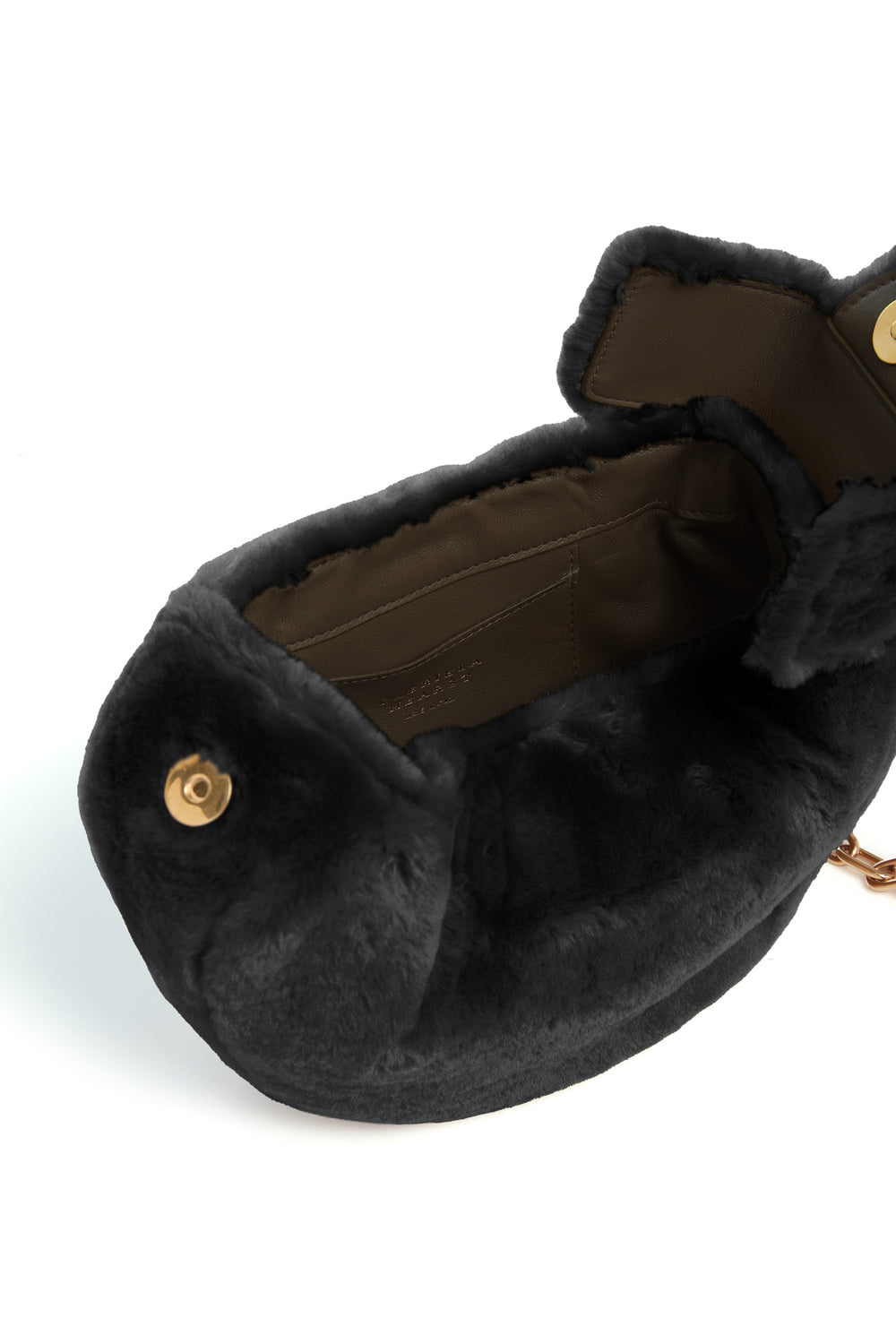 Soft Demi Clutch In Black Shearling