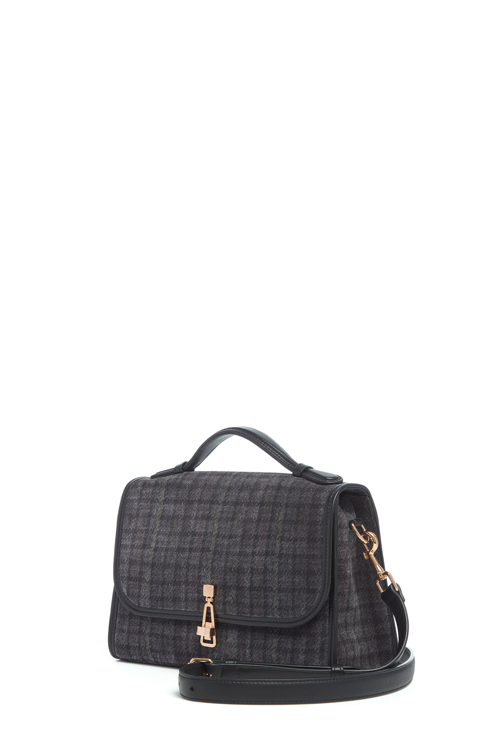 Medium Leonora Bag In Charcoal Multi Leather Houndstooth