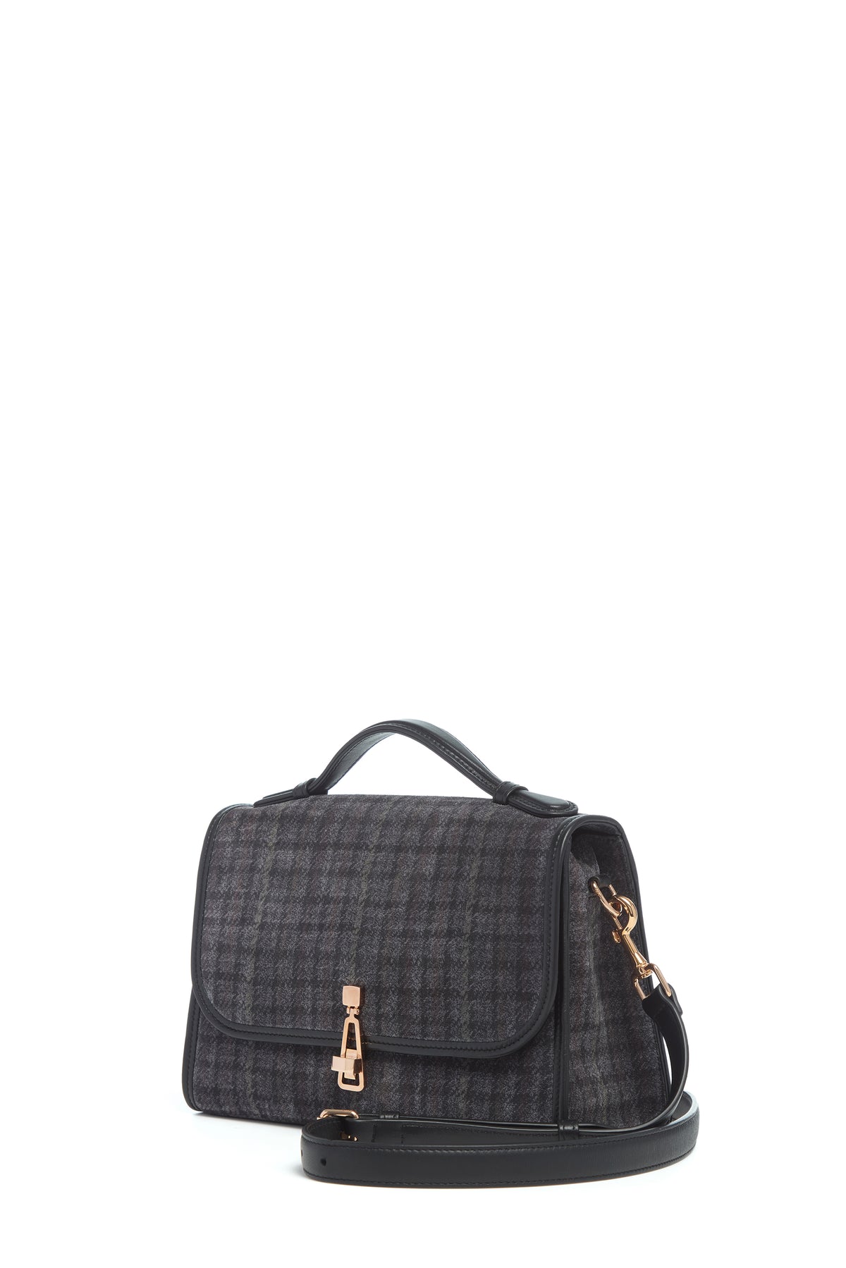 Medium Leonora Bag In Charcoal Multi Leather Houndstooth