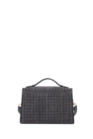 Medium Leonora Bag in Charcoal Multi Suede Houndstooth