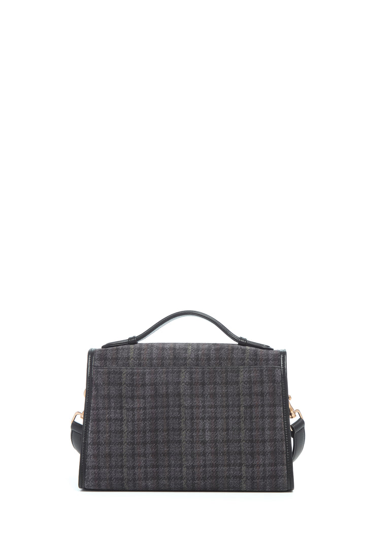 Medium Leonora Bag in Charcoal Multi Suede Houndstooth