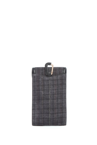 Sunglasses Pouch in Charcoal Multi Suede Houndstooth