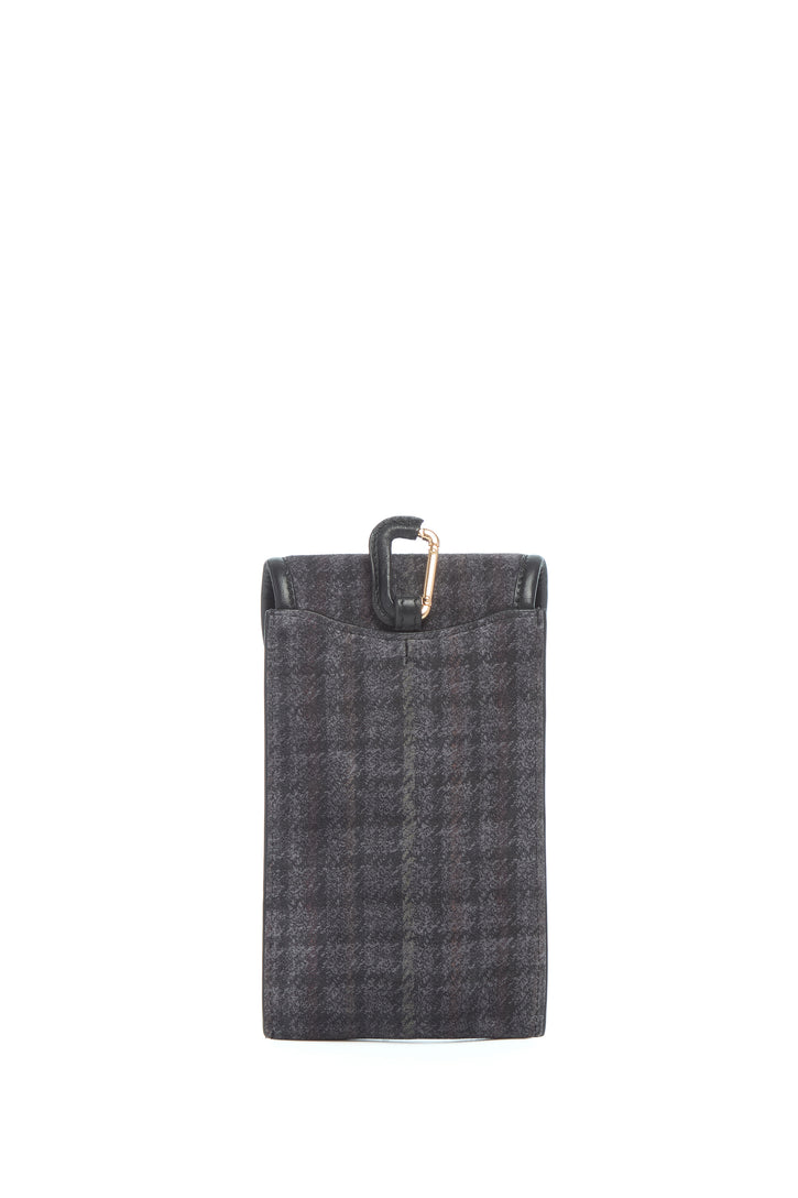 Sunglasses Pouch in Charcoal Multi Suede Houndstooth