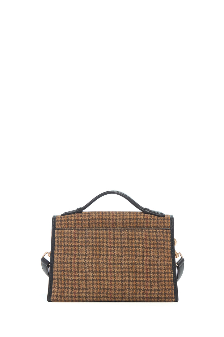 Medium Leonora Bag in Camel Multi Suede Houndstooth