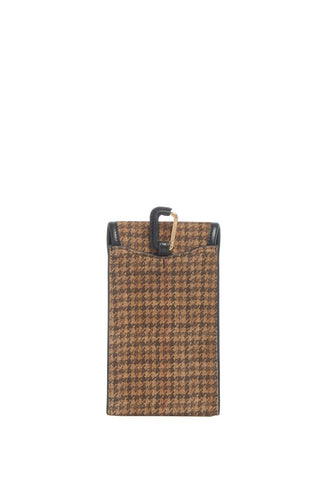 Sunglasses Pouch in Camel Multi Suede Houndstooth
