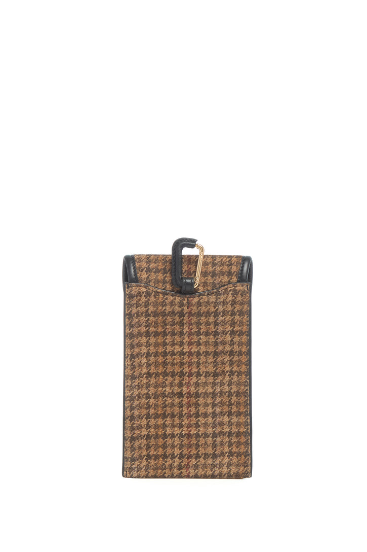 Sunglasses Pouch in Camel Multi Suede Houndstooth