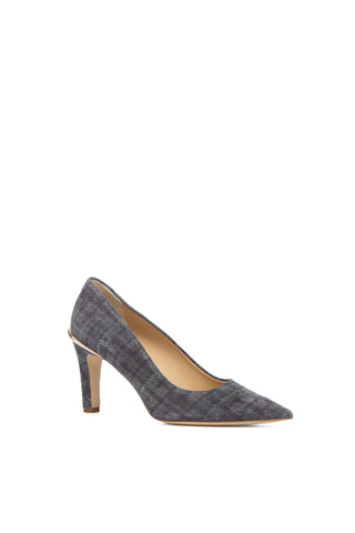 Edwina High Heel Stiletto Pump in Charcoal Multi Suede Houndstooth