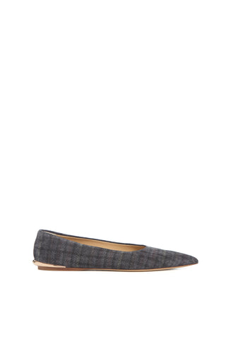Fleur Flat in Charcoal Multi Suede Houndstooth