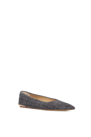 Fleur Flat in Charcoal Multi Suede Houndstooth