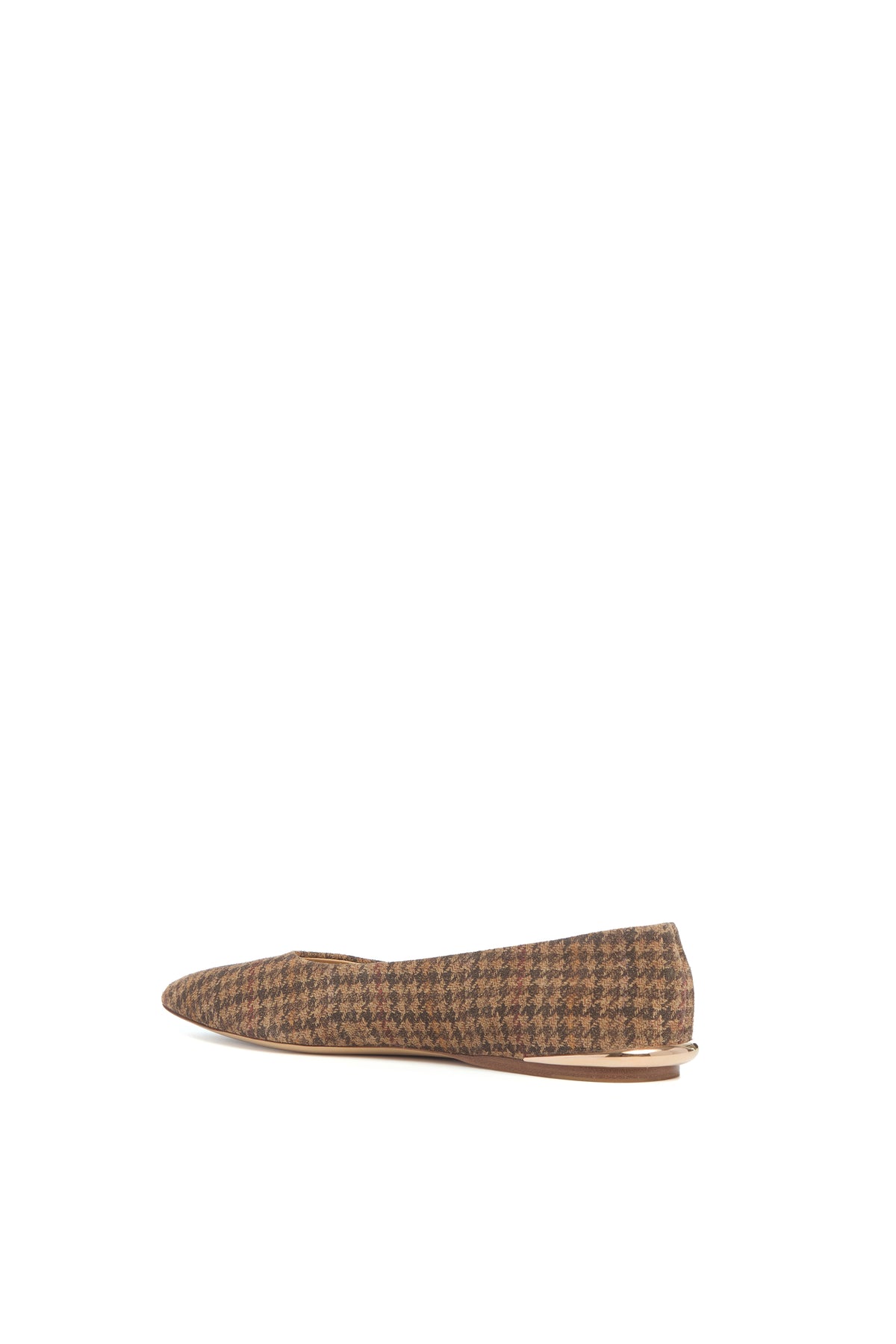 Fleur Flat in Camel Multi Leather Houndstooth