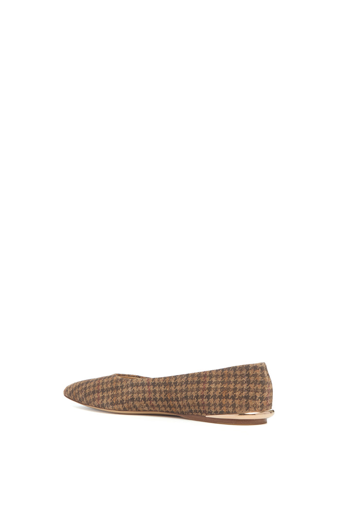 Fleur Ballerina Flat Shoe in Camel Multi Leather Houndstooth