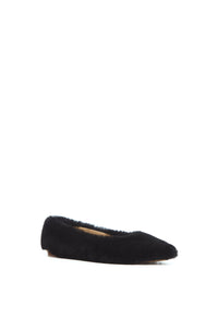 Fleur Flat in Black Shearling