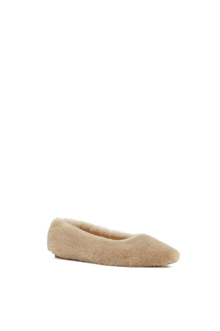 Fleur Ballerina Flat Shoe in Champagne Shearling