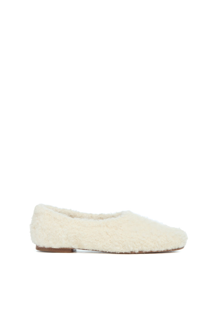 Emperor Flat Shoe in Ivory Silk Cashmere Boucle
