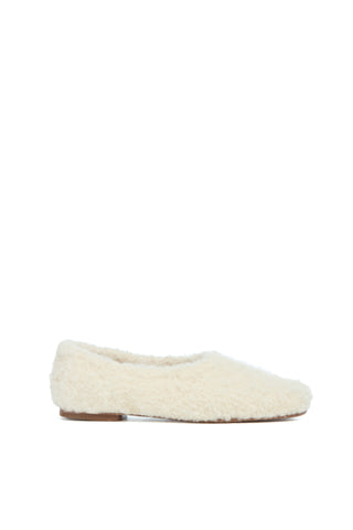 Emperor Flat Shoe in Ivory Silk Cashmere Boucle