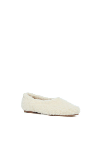 Emperor Flat Shoe in Ivory Silk Cashmere Boucle
