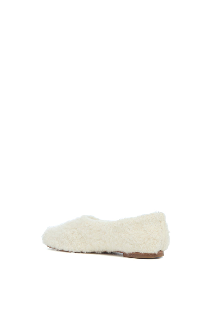 Emperor Flat Shoe in Ivory Silk Cashmere Boucle