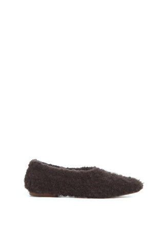Emperor Flat Shoe in Dark Brown Silk Cashmere Boucle