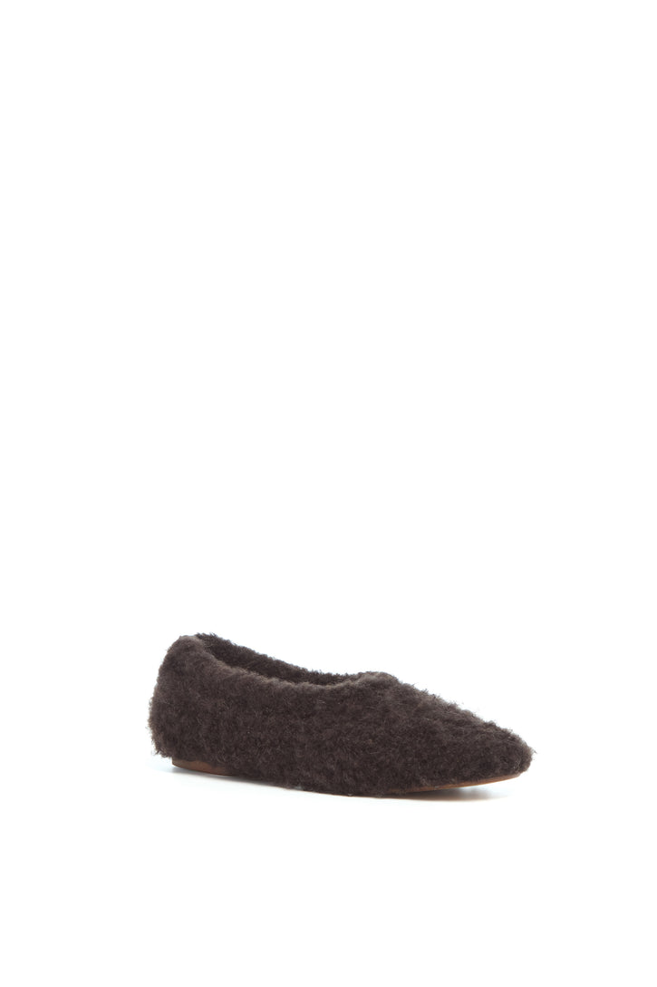 Emperor Flat Shoe in Dark Brown Silk Cashmere Boucle