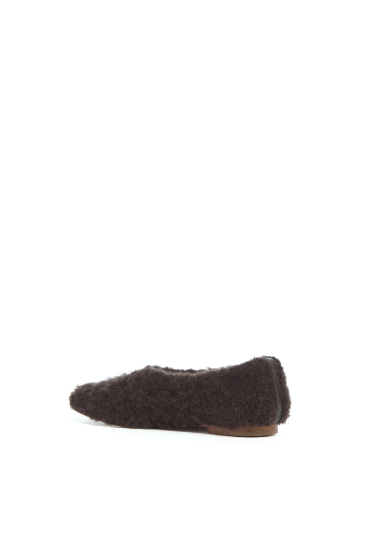 Emperor Flat Shoe in Dark Brown Silk Cashmere Boucle