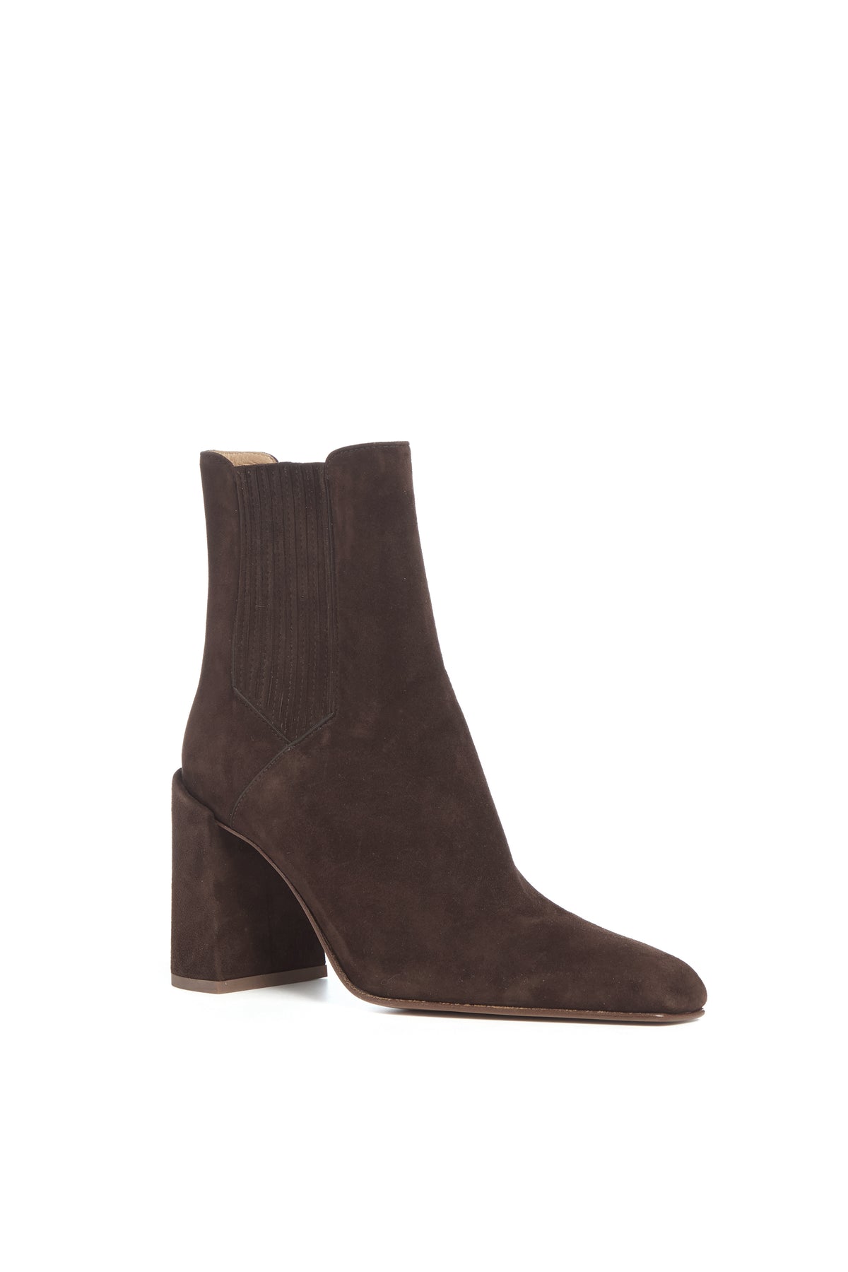 Luke High Heel Ankle Boot in Dark Chocolate Suede