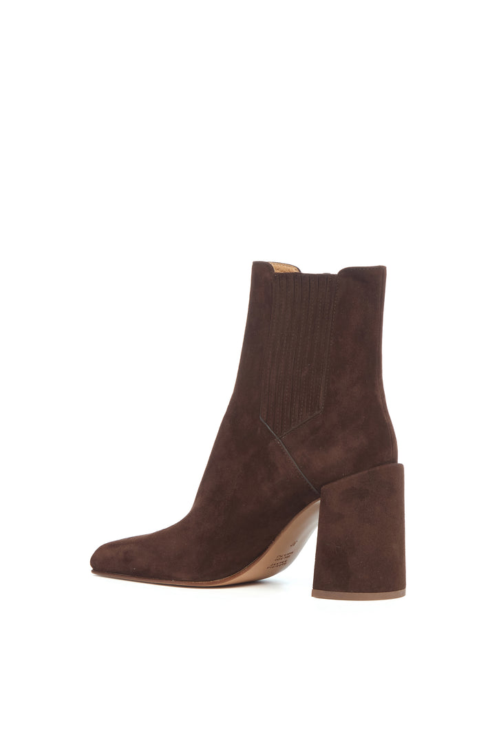 Luke High Heel Ankle Boot in Dark Chocolate Suede