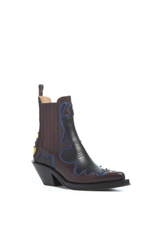 Cassidy Cowboy Ankle Boot in Black Multi Leather