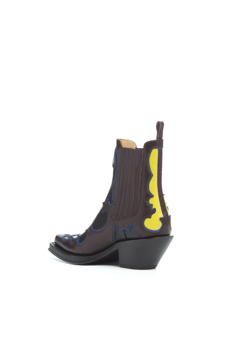 Cassidy Cowboy Ankle Boot in Black Multi Leather