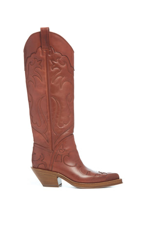 Capitana Cowboy Boot in Tan Leather