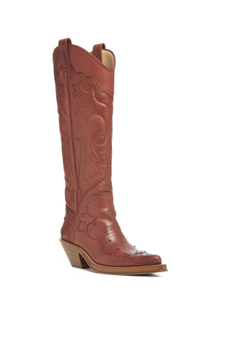 Capitana Cowboy Boot in Tan Leather
