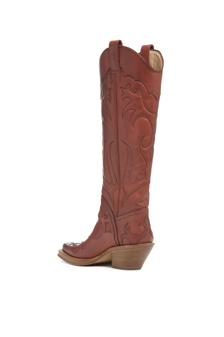 Capitana Cowboy Boot in Tan Leather
