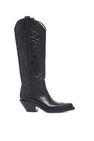 Capitana Cowboy Boot in Black Leather