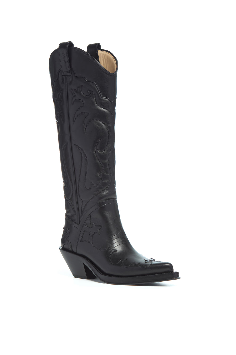 Capitana Cowboy Boot in Black Leather