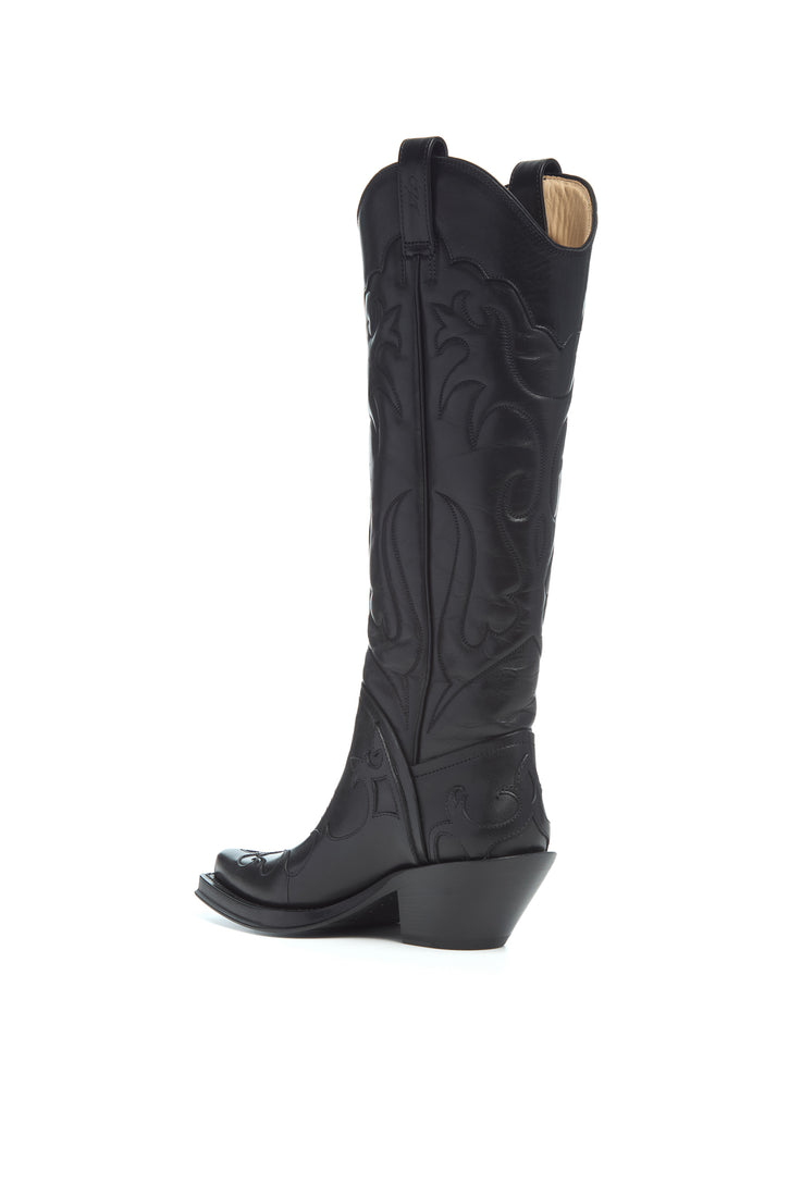 Capitana Cowboy Boot in Black Leather