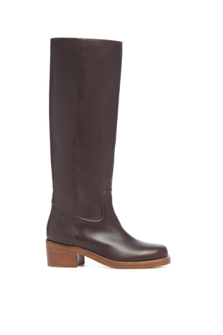 Marion Tall Boot in Dark Brown Leather