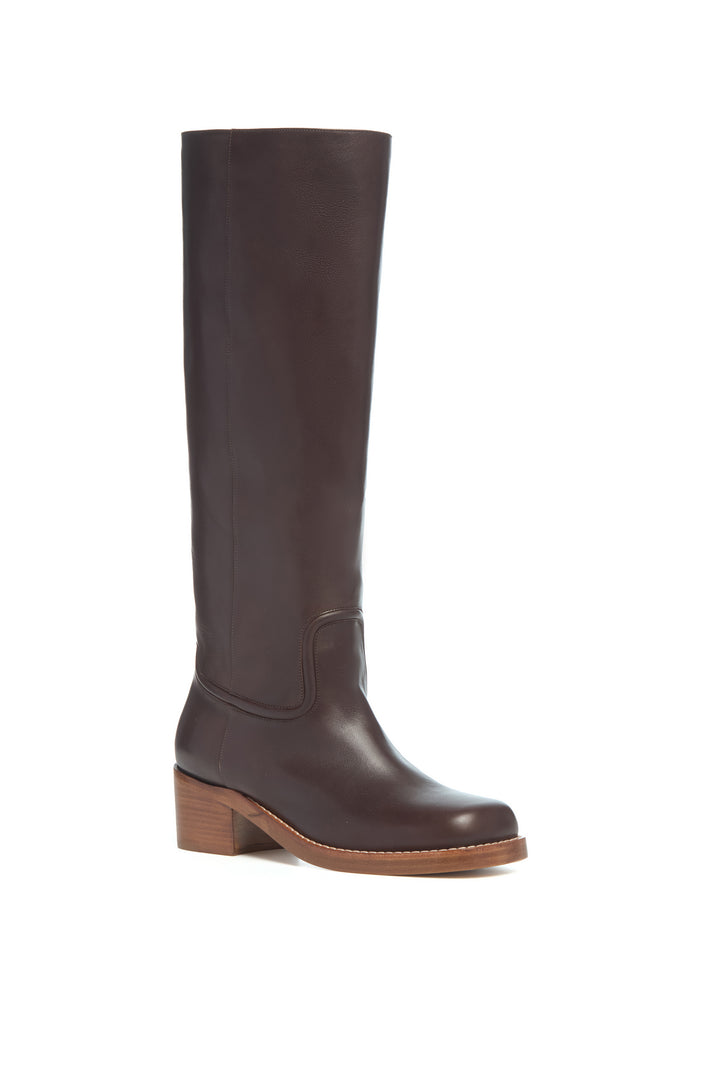 Marion Tall Boot in Dark Brown Leather