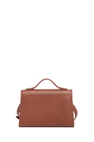 Hand Painted Medium Leonora Flap Bag in Cognac & White Leather