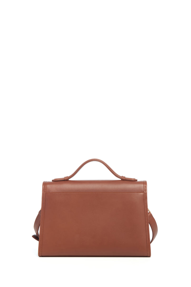 Hand Painted Medium Leonora Flap Bag in Cognac & White Leather